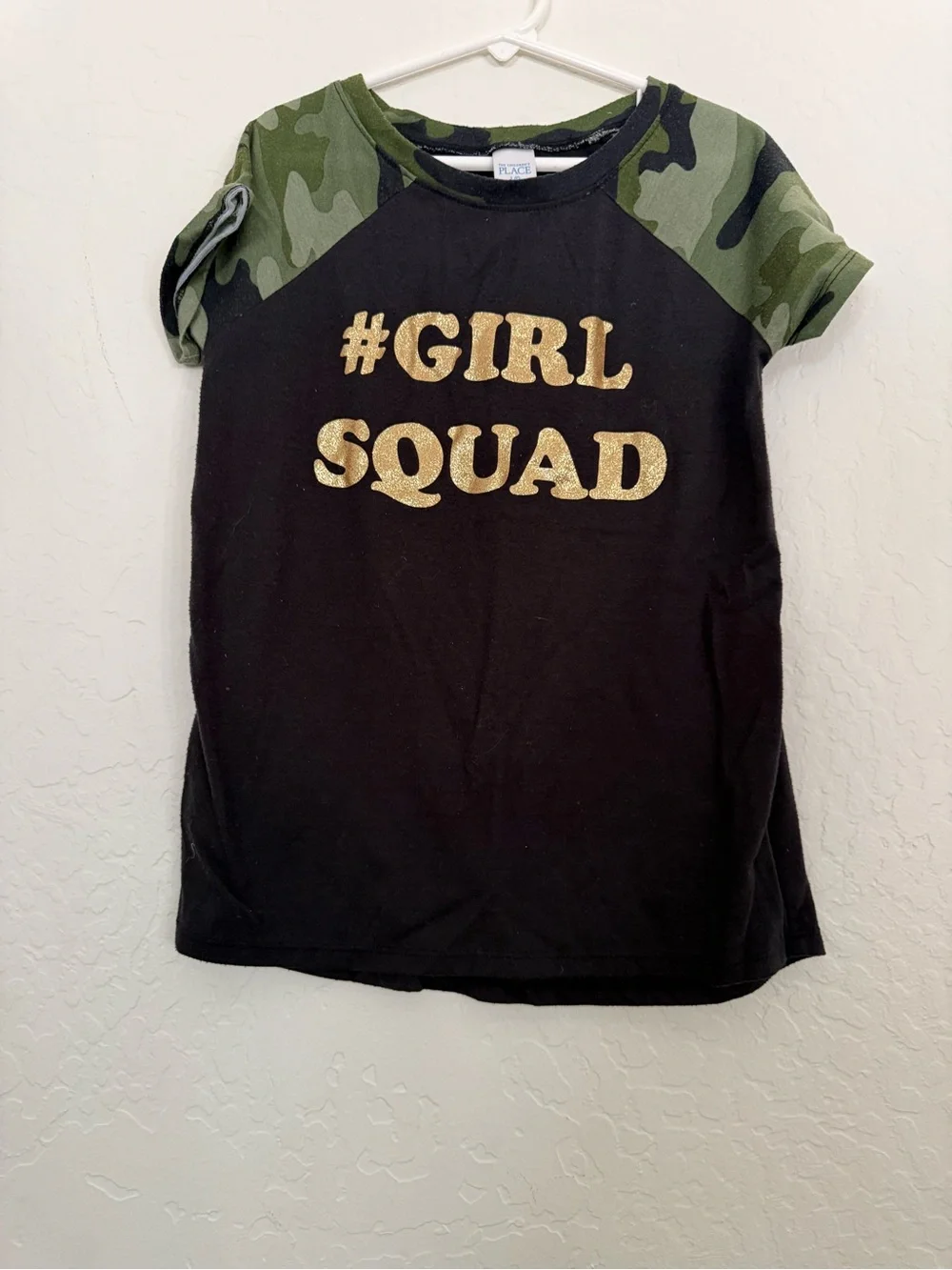 Girl Squad Black Tee with Gold Glitter Print - Kids